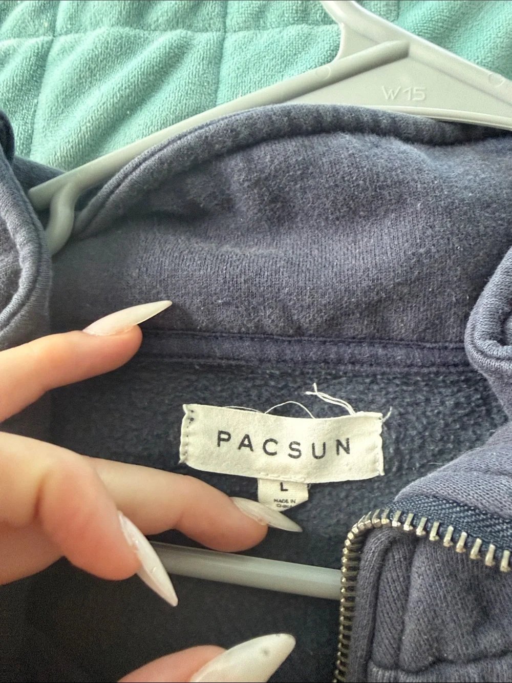 PacSun Charcoal Gray Zip-Up Hoodie with White Label